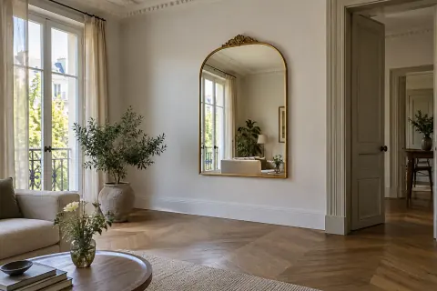 Miroir sur un mur libre du salon